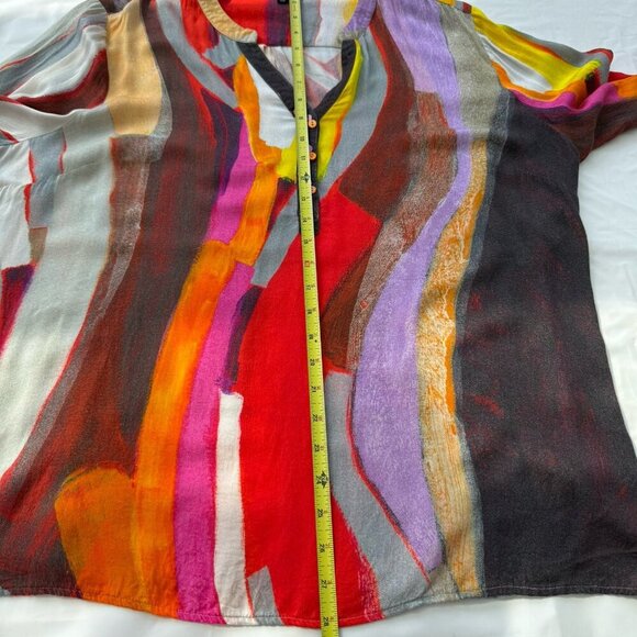 Claire Desjardins Art To Wear Colorful Tunic Blouse Long Sleeve Women's Size XXL - Picture 9 of 16